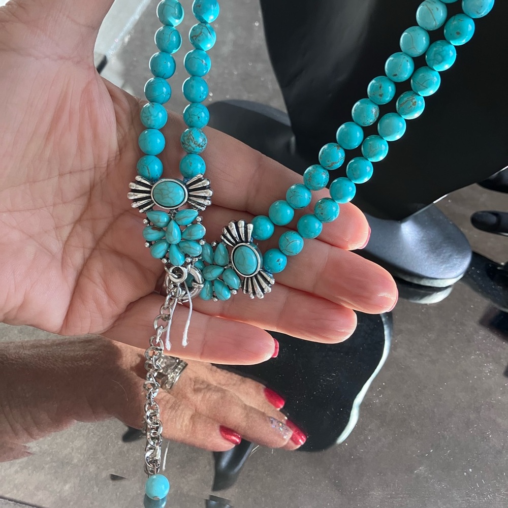 Turquoise Statement Necklace - image 6